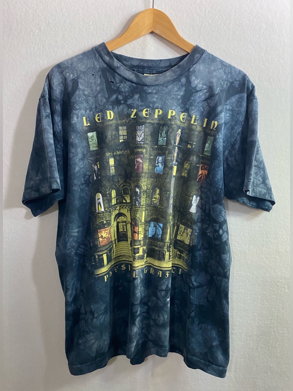 Vintage Led Zeppelin Physical Graffiti Shirt Single Stitch Liquid Blue Size L/XL